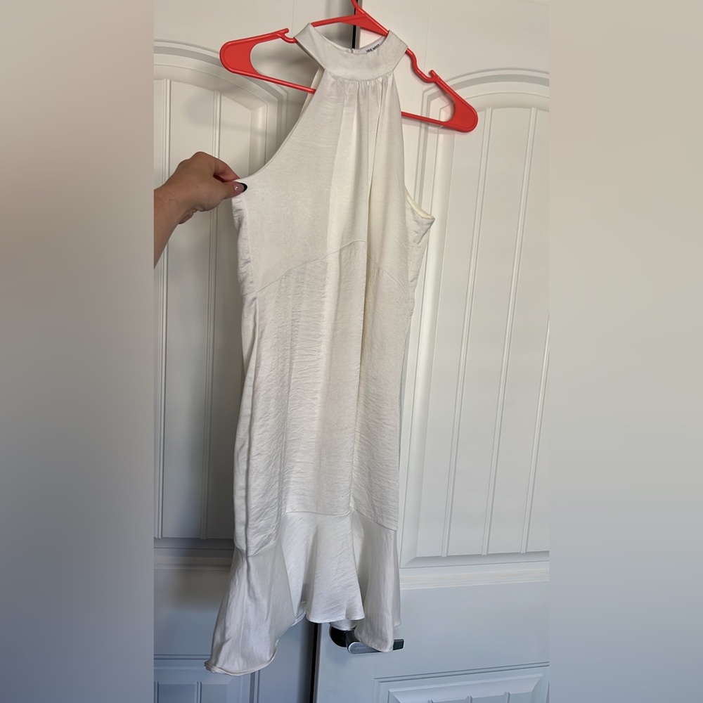Women's Nine West Ruffle Hem Swing Dress WHITE Size Small